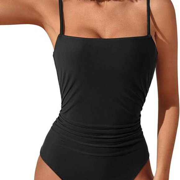 SUUKSESS Women Tummy Control One Piece Square Neck Black Size Large - Picture 1 of 7